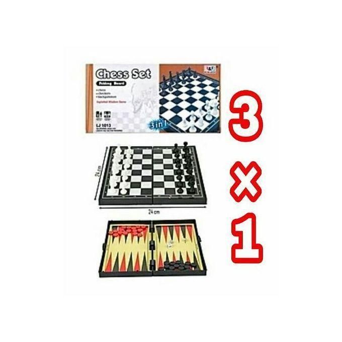 Échecs, 32 pièces de deux couleurs différentes, Dames, Échecs et Backgammon