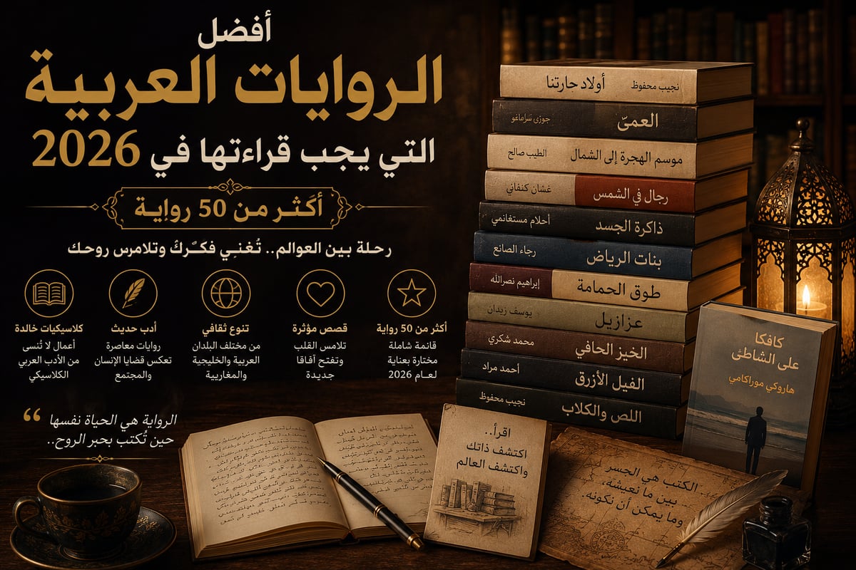 أفضل الروايات العربية التي يجب قراءتها في 2026 (أكثر من 50 رواية)